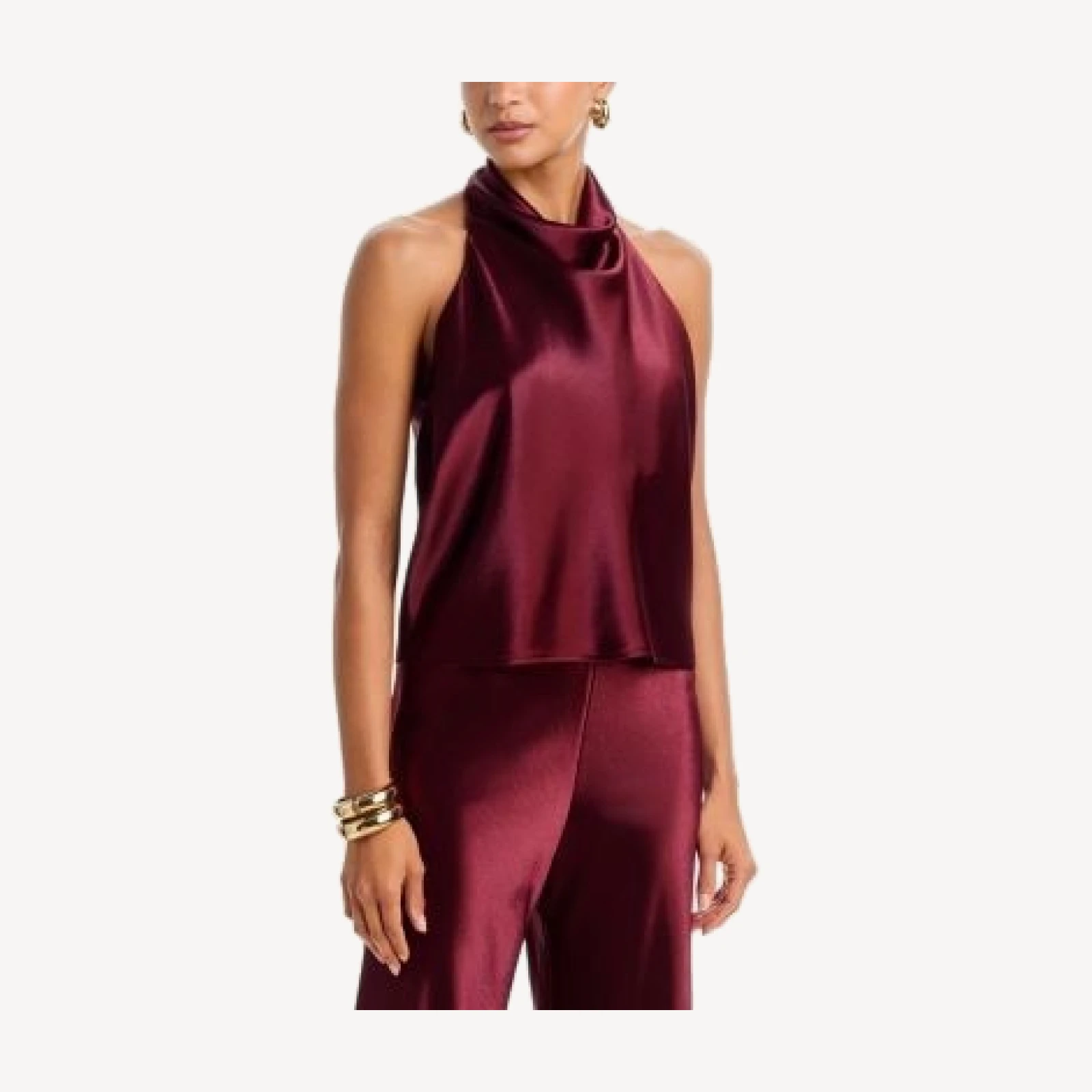 Aqua Shine Satin Halter Scarf Top - Exclusive