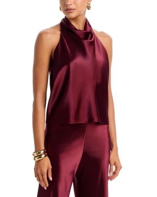 Aqua Shine Satin Halter Scarf Top - Exclusive