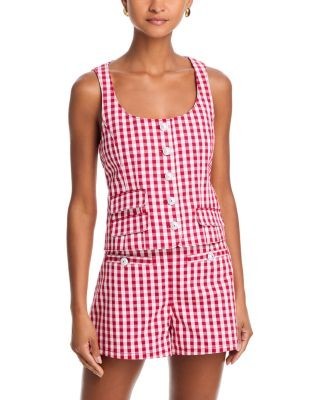 Cinq a Sept Mini Gingham Denim Lovina Top