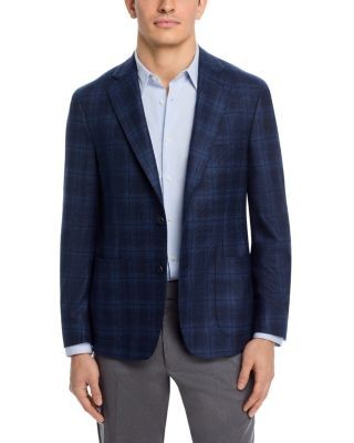 Vince Silk & Wool Plaid Unstructured Slim Fit Sport Coat