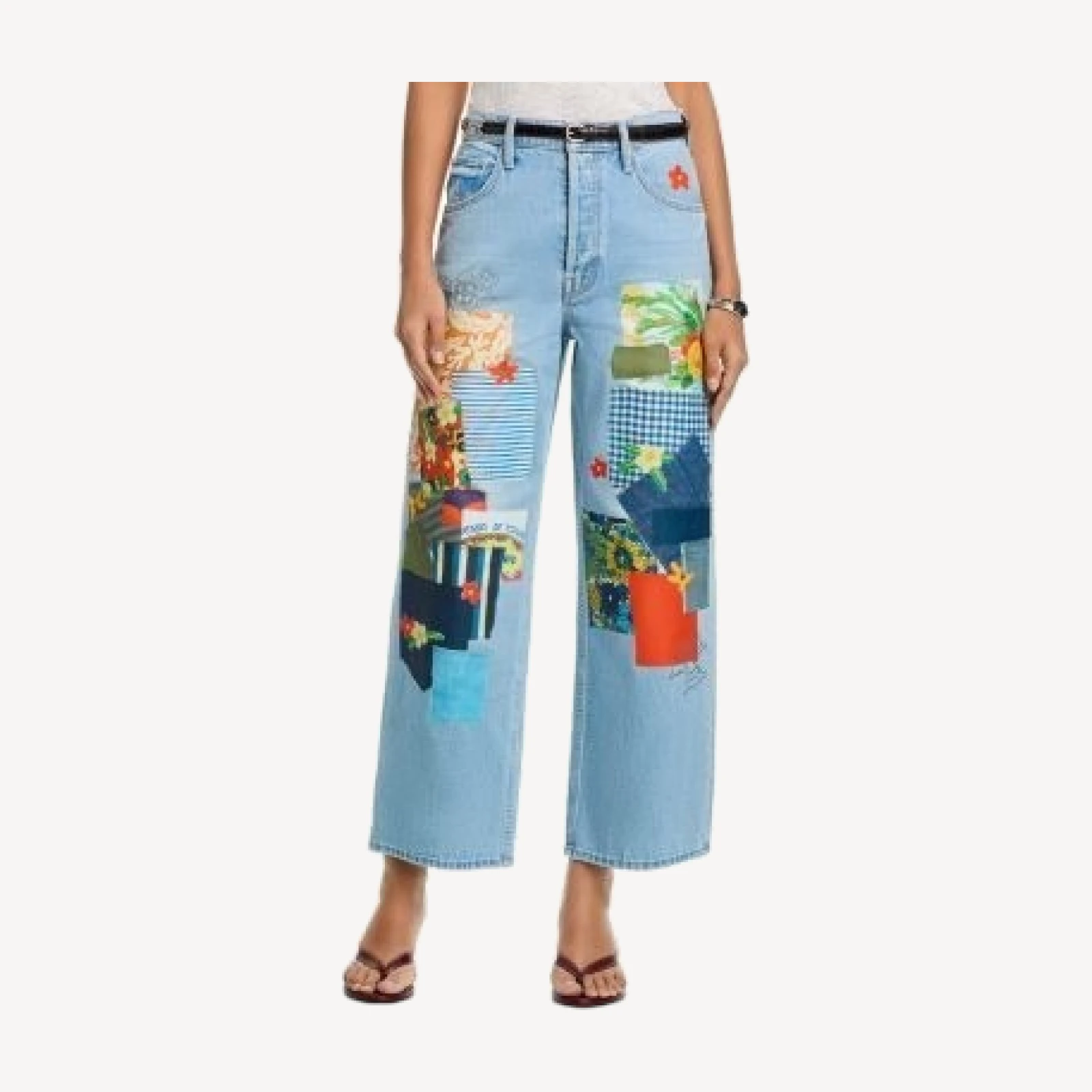 Mother High Rise Spinner Flood Wide Leg Jeans in Mumble Jumble