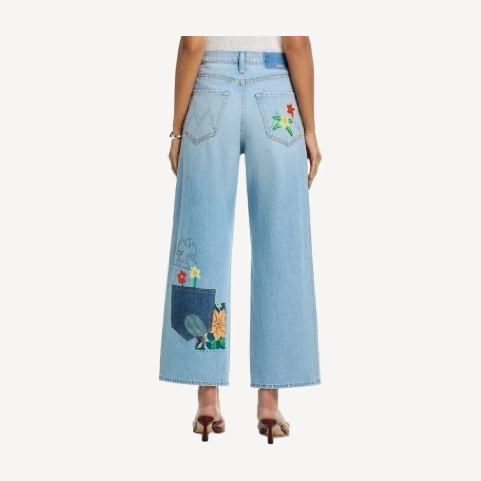 Mother High Rise Spinner Flood Wide Leg Jeans in Mumble Jumble