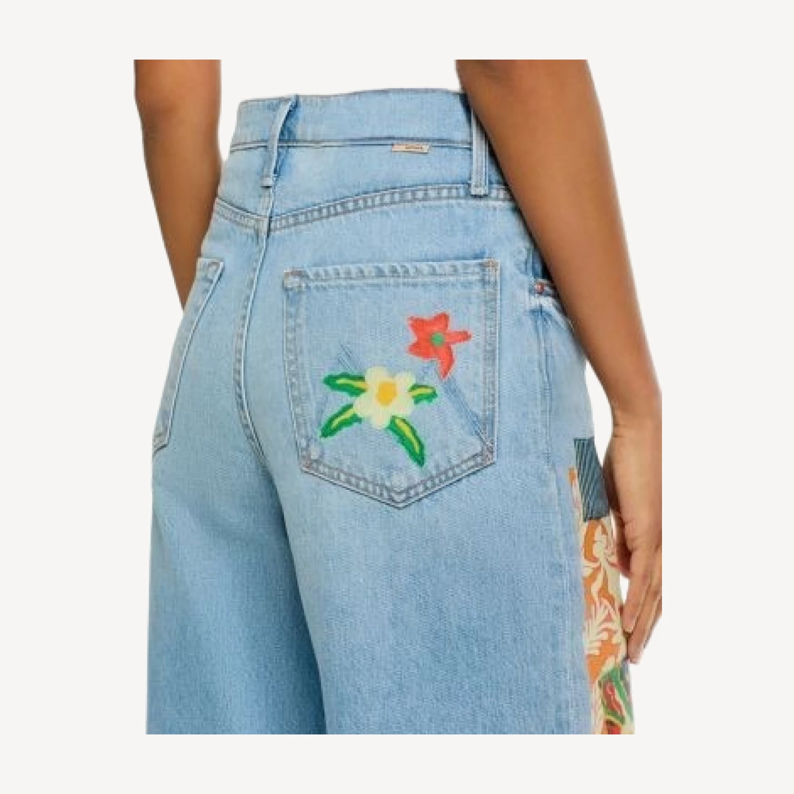 Mother High Rise Spinner Flood Wide Leg Jeans in Mumble Jumble