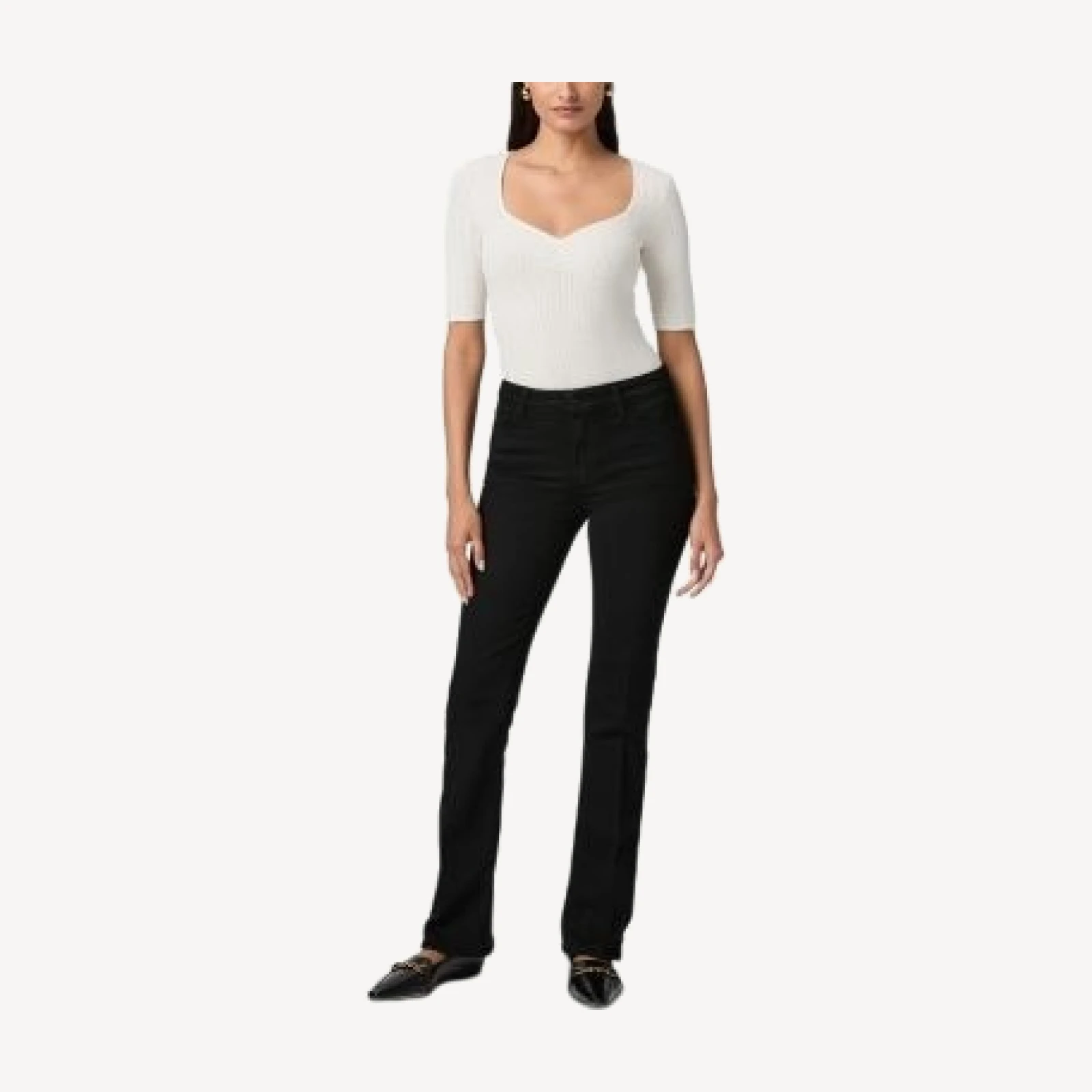 Paige Manhattan High Rise Slim Bootcut Jeans in Black Shadow