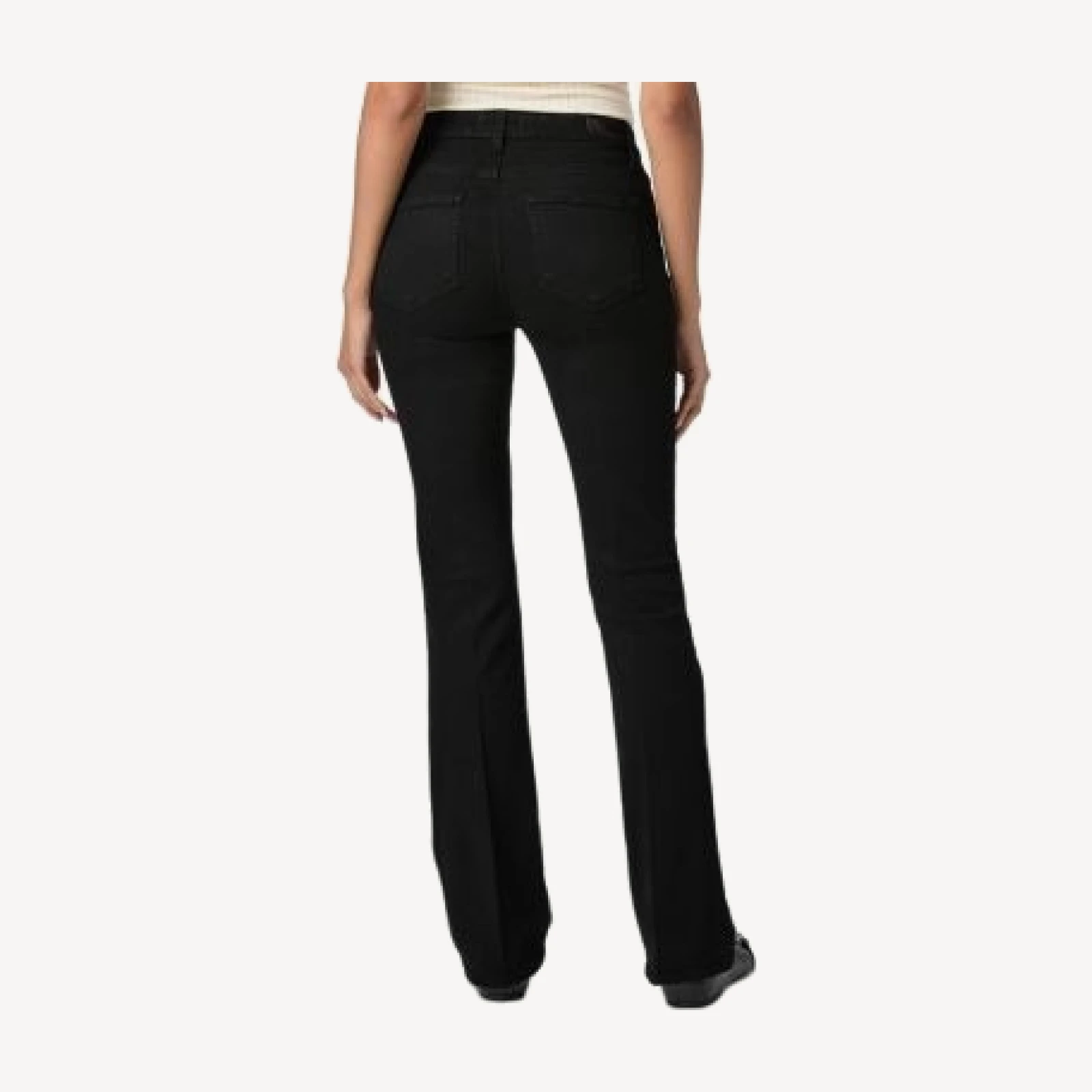 Paige Manhattan High Rise Slim Bootcut Jeans in Black Shadow
