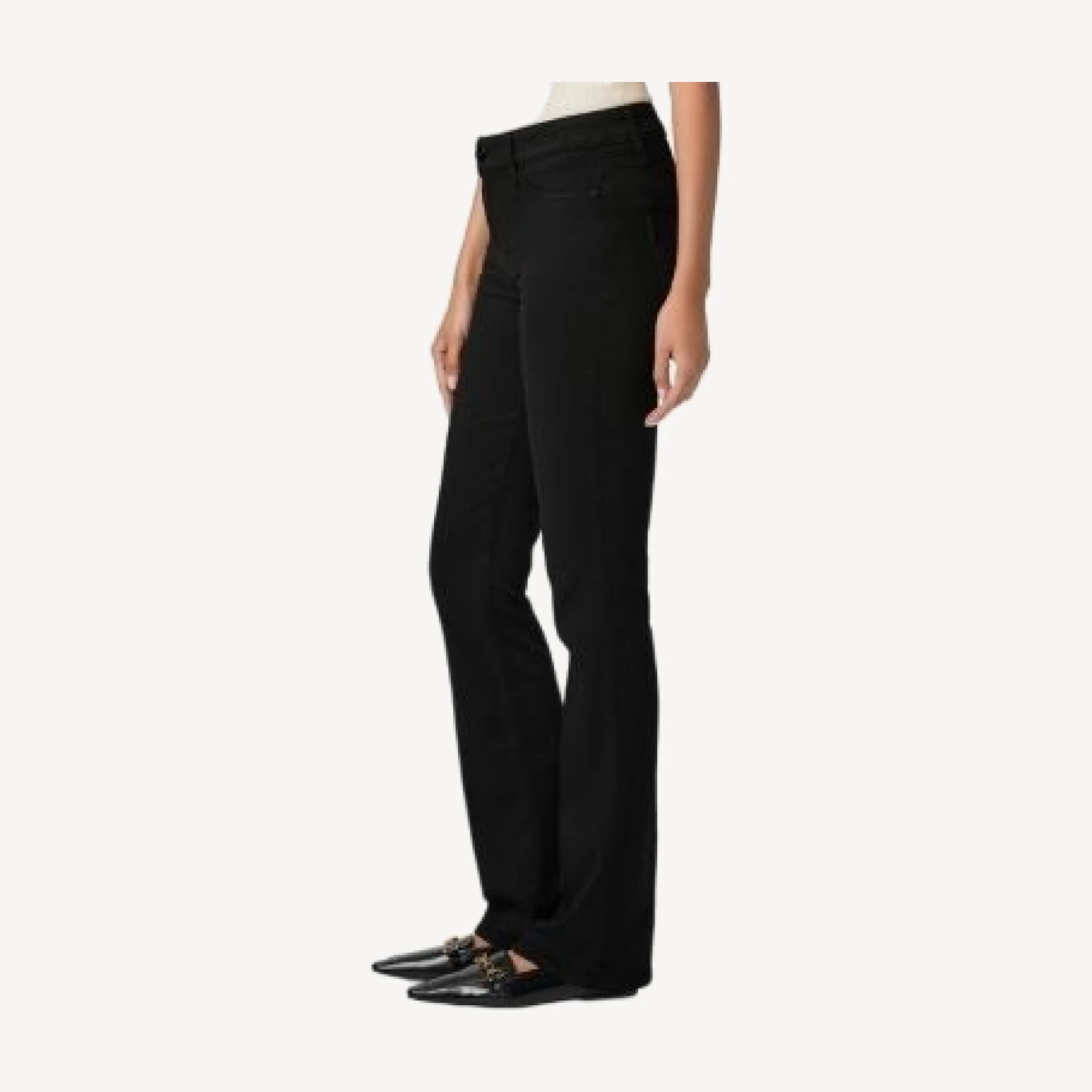 Paige Manhattan High Rise Slim Bootcut Jeans in Black Shadow