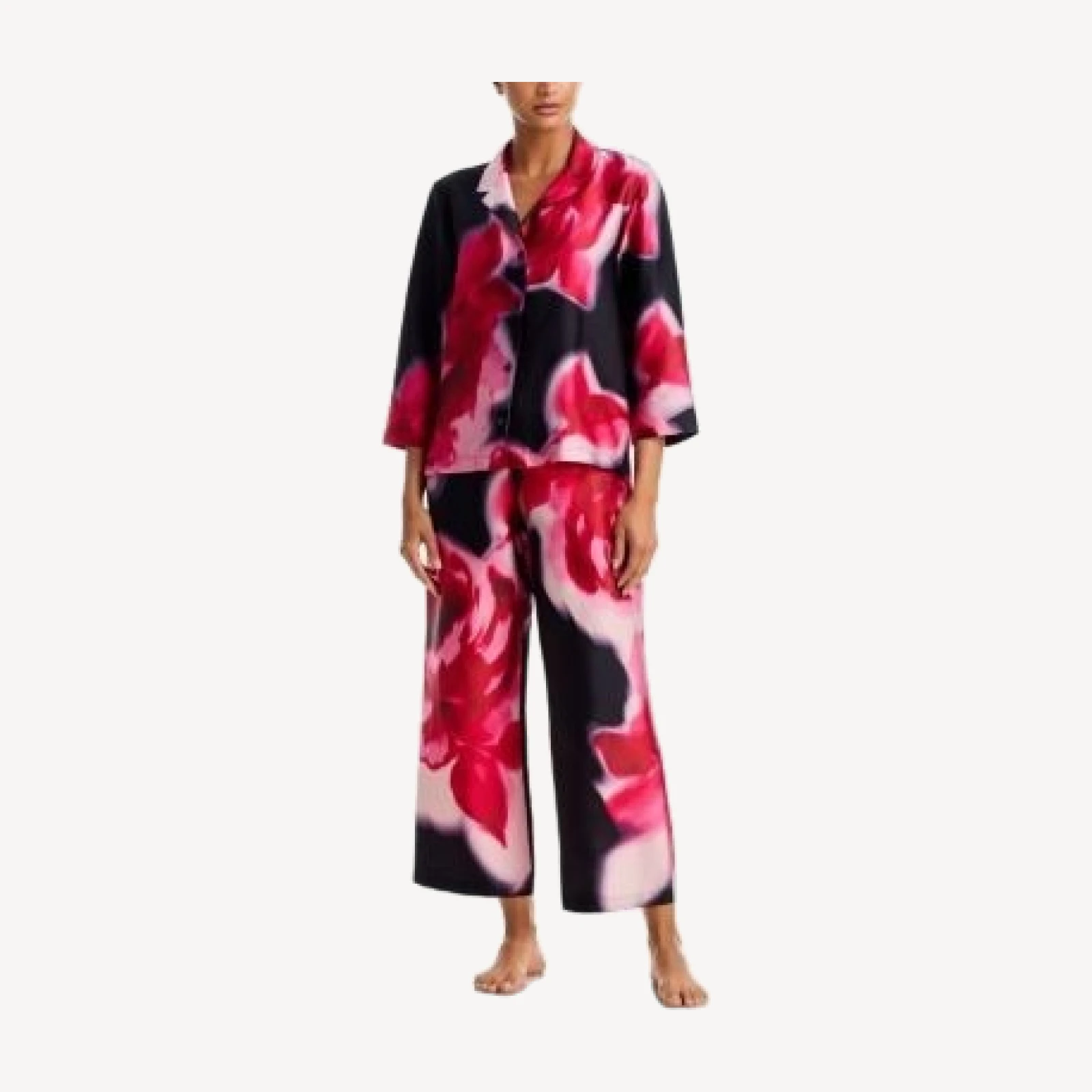 Natori Printed Notch Lapel Pajama Set