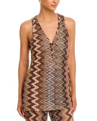 Veronica Beard Saxton Chevron V Neck Tank