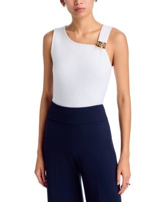 Veronica Beard Deylin Stretch Cotton Embellished Asymmetric Top