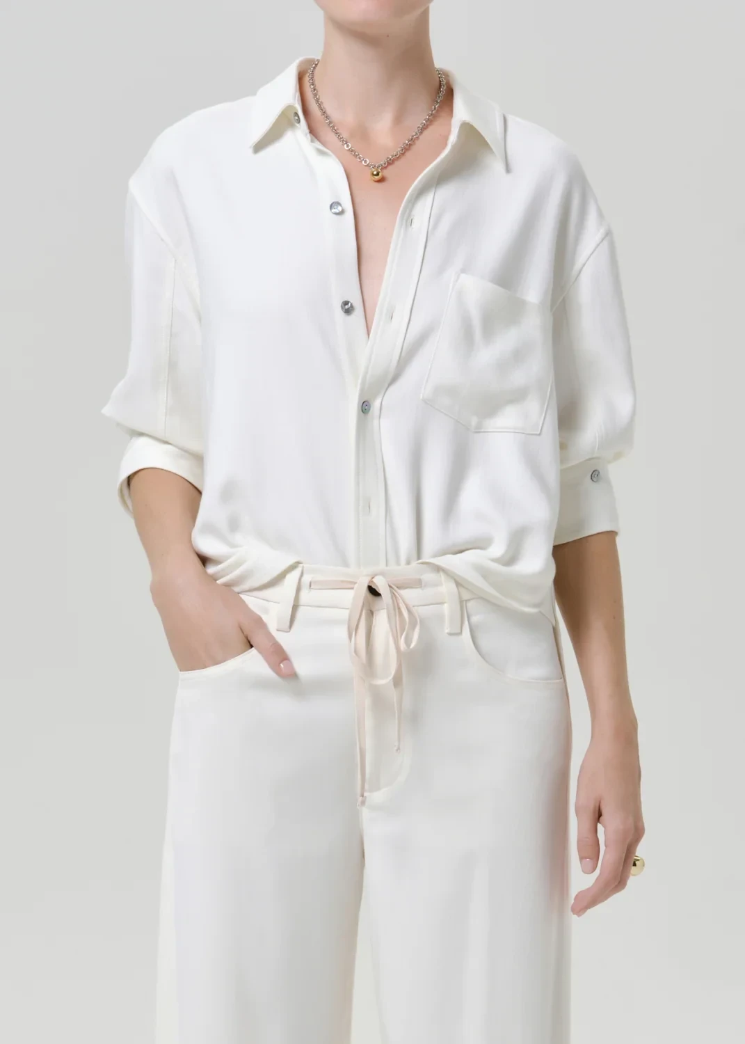 Shrunken Kayla Shirt in Winter White