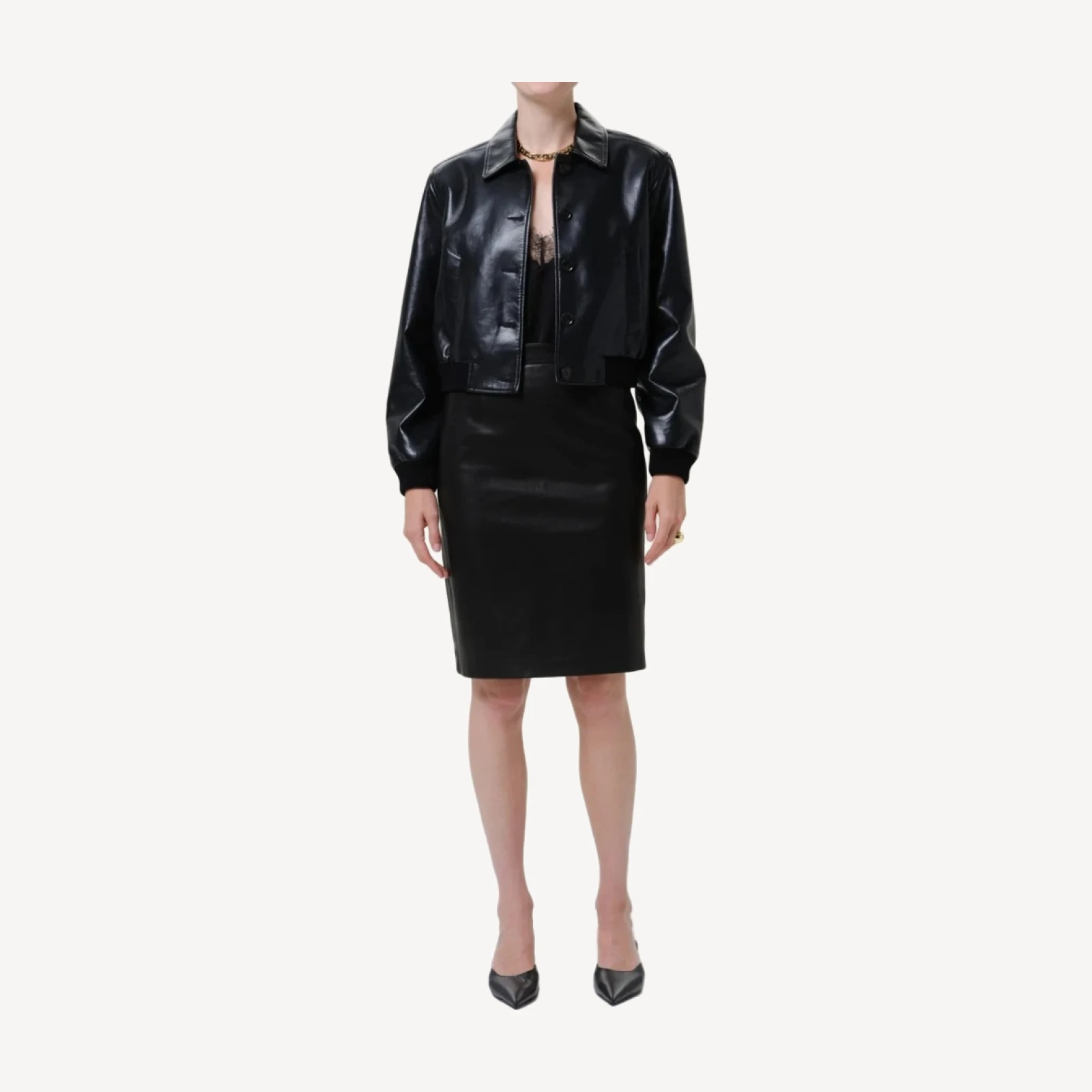 Narita Leather Pencil Skirt in Black
