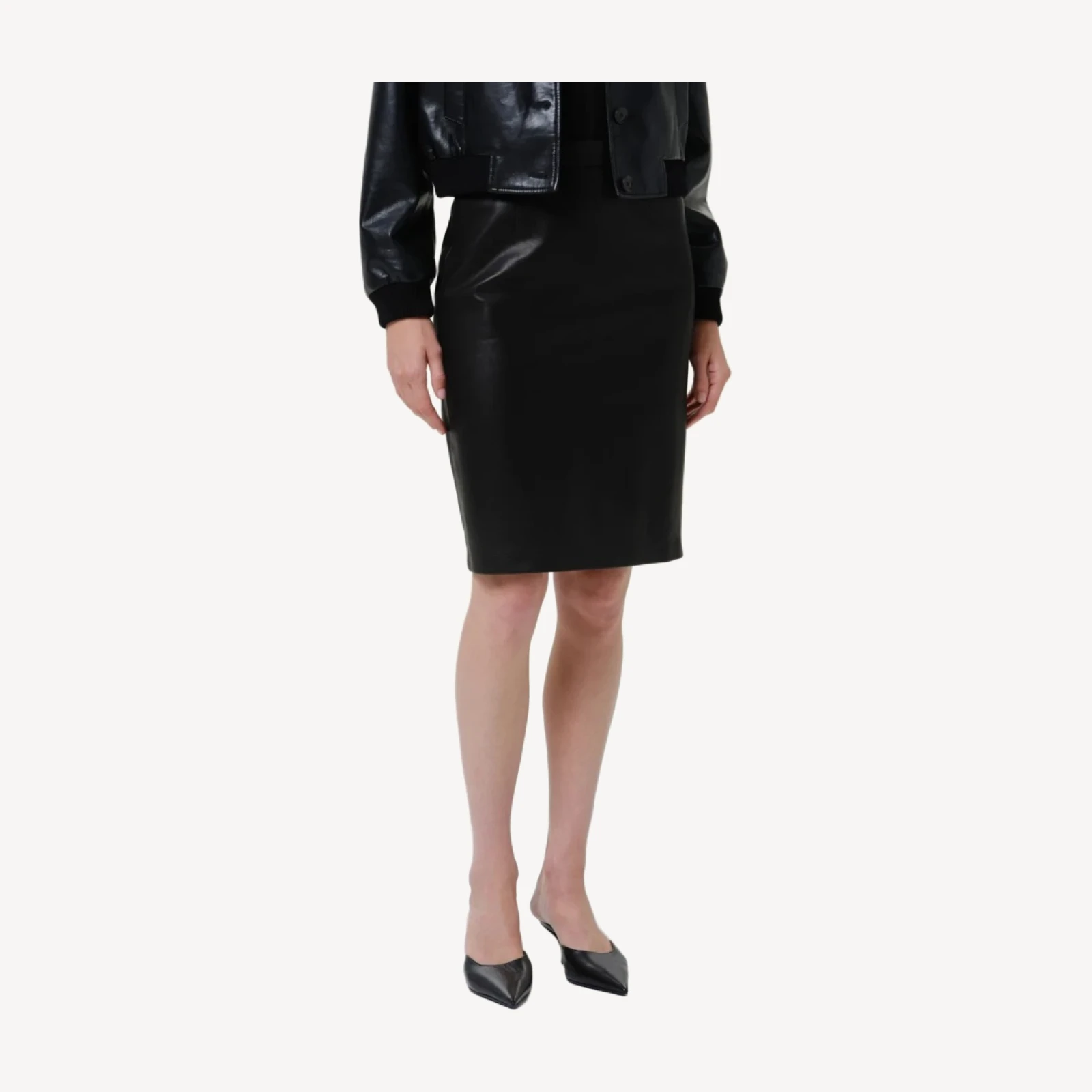 Narita Leather Pencil Skirt in Black
