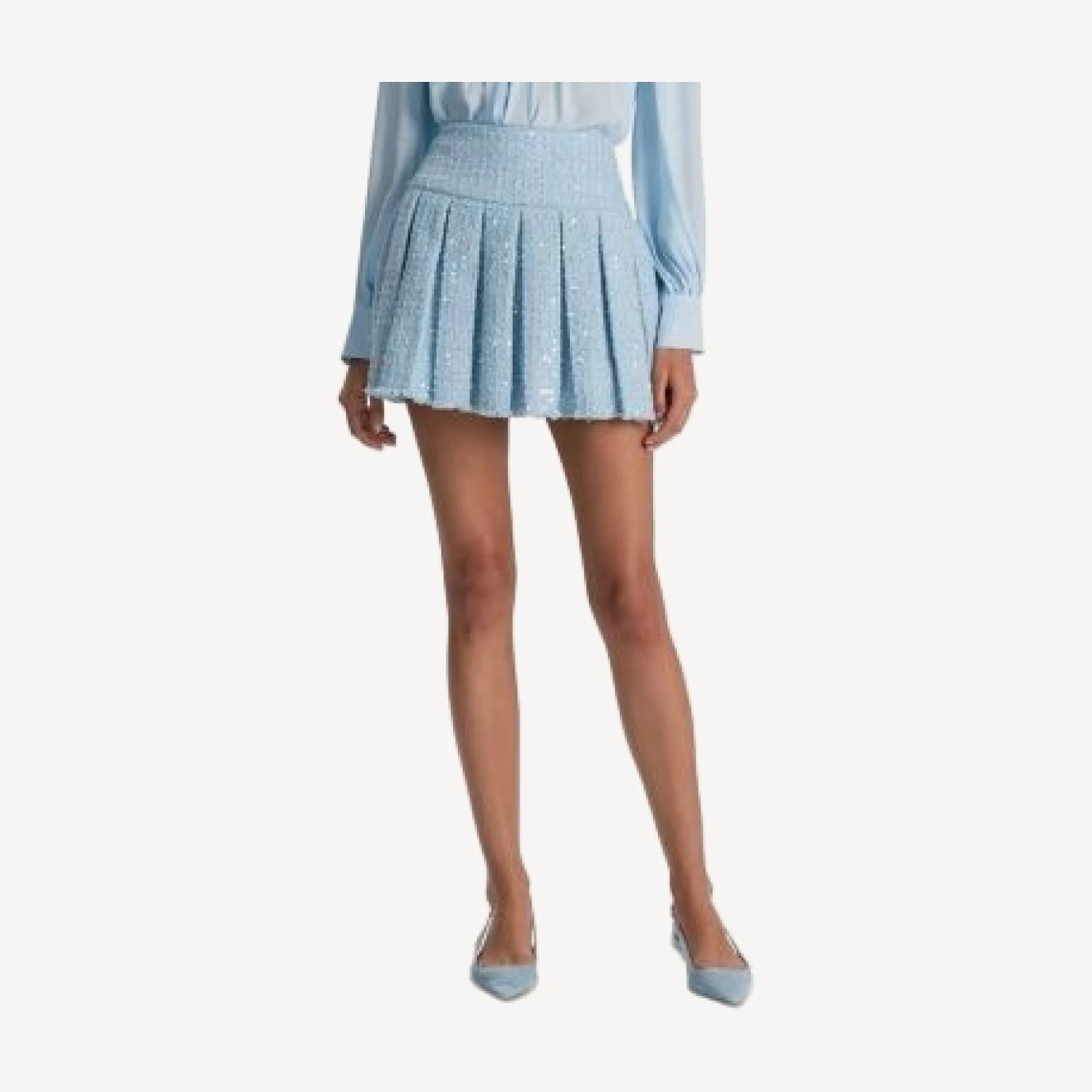 Alice and Olivia Emilie Frayed Box Pleat Skirt