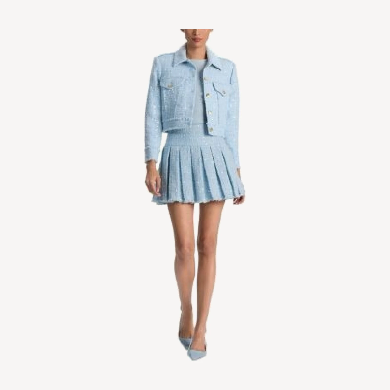 Alice and Olivia Emilie Frayed Box Pleat Skirt