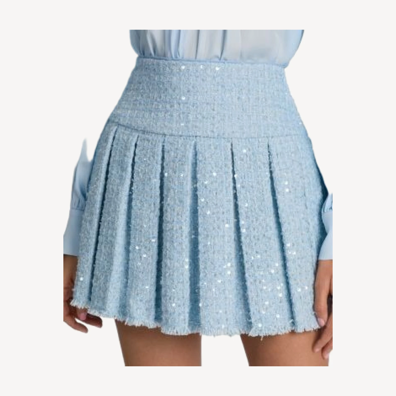 Alice and Olivia Emilie Frayed Box Pleat Skirt