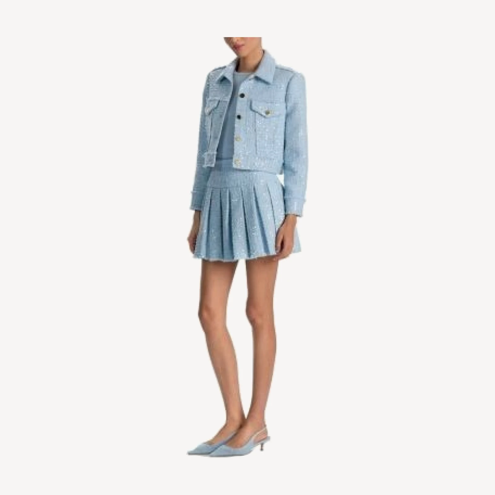Alice and Olivia Emilie Frayed Box Pleat Skirt