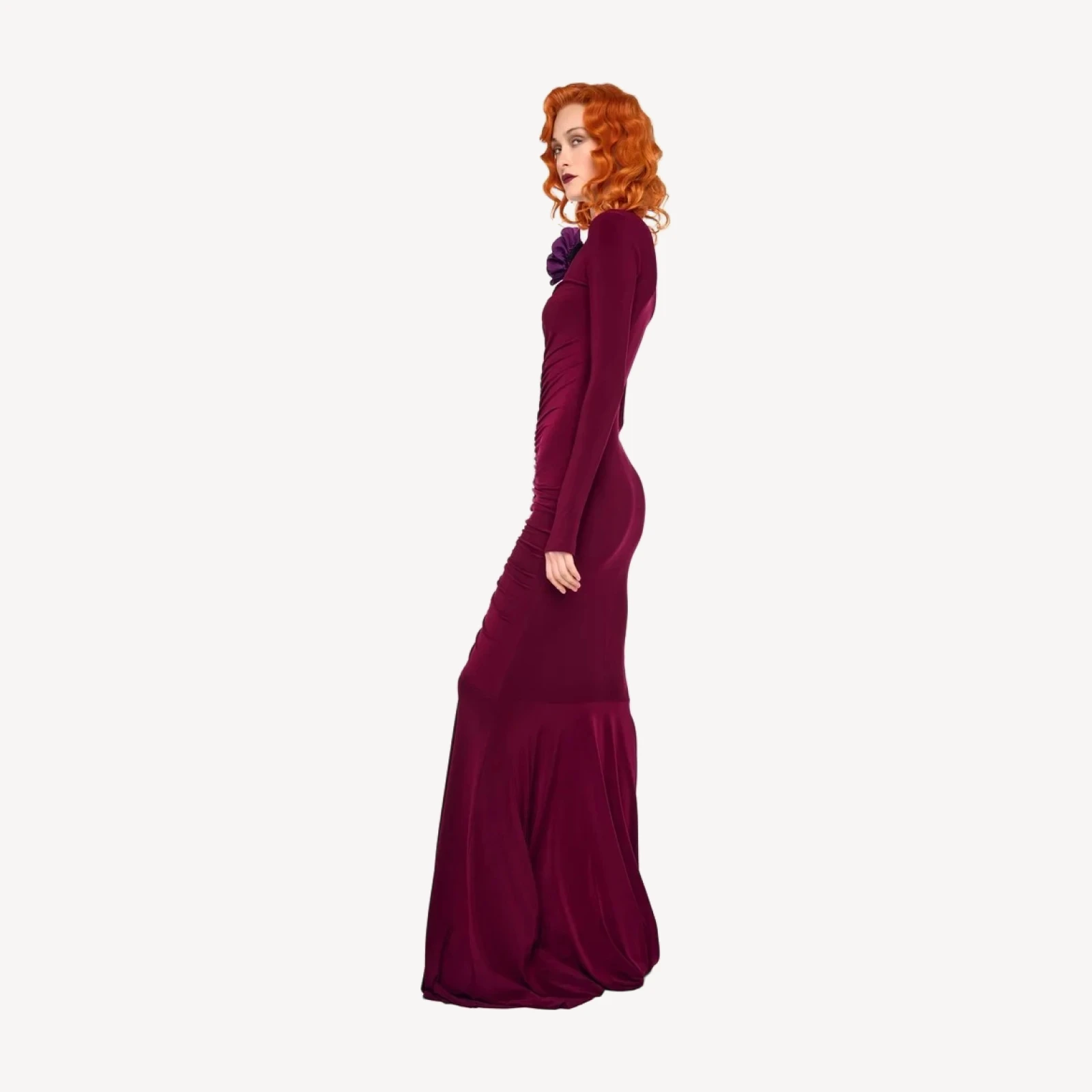 SHIRRED FRONT FISHTAIL GOWN