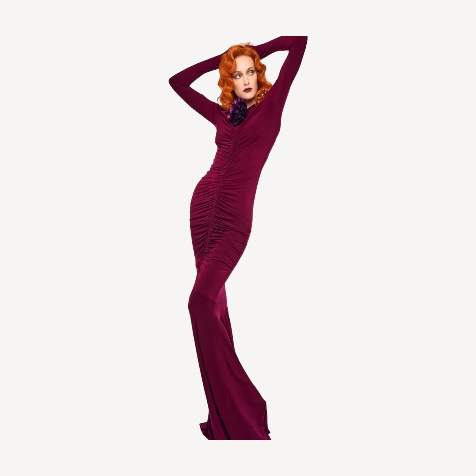 SHIRRED FRONT FISHTAIL GOWN