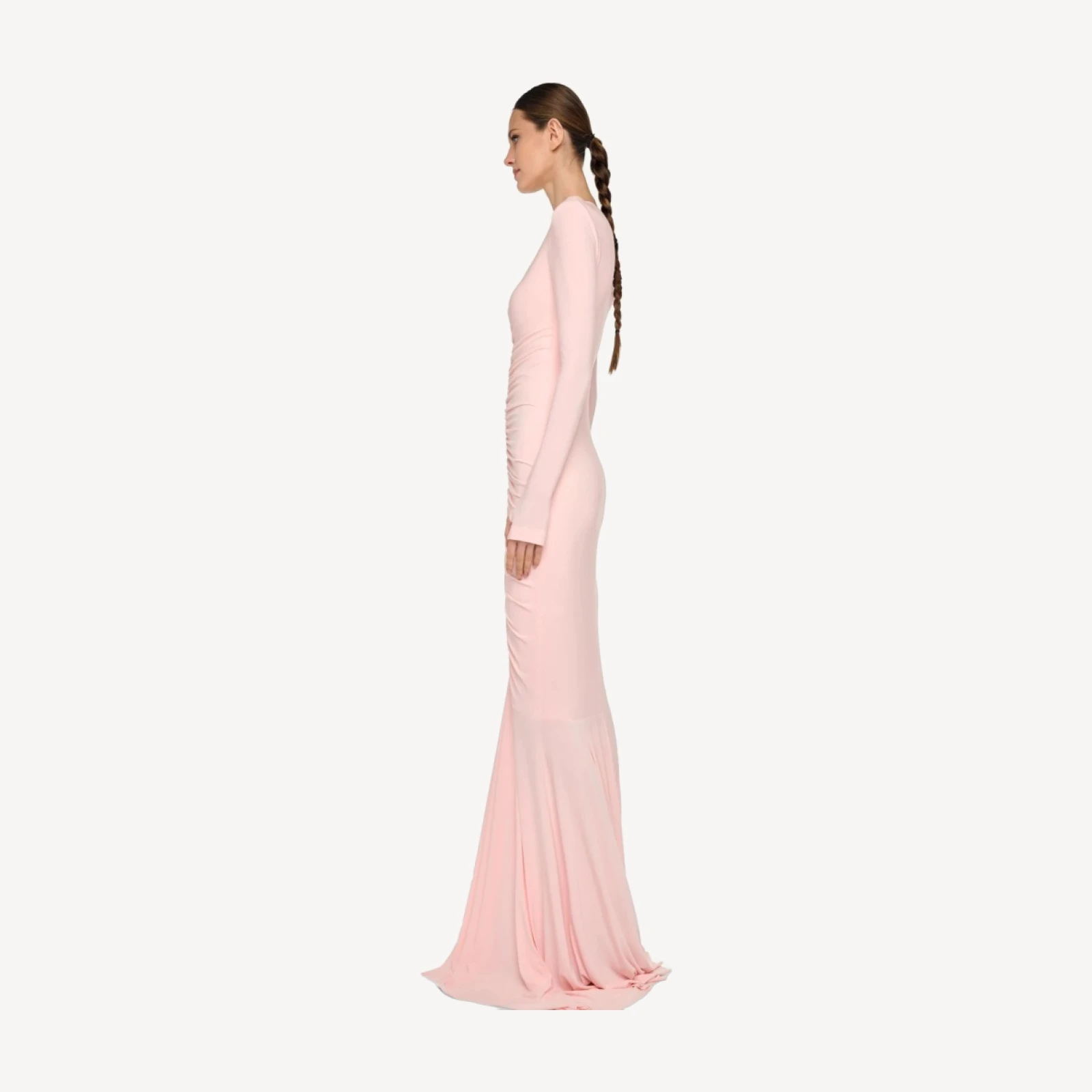 SHIRRED FRONT FISHTAIL GOWN