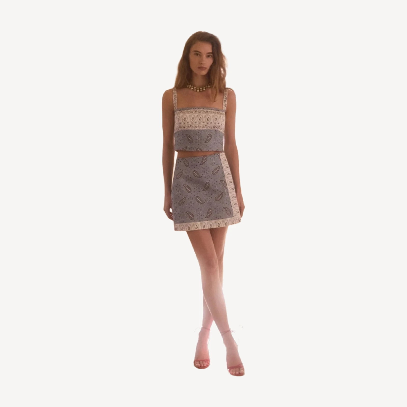 The Tyla Skirt - Dusty Blue Gemstone Mosaic Scarf