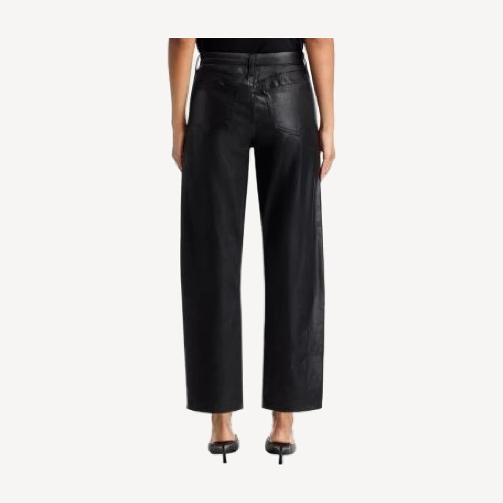 L'Agence Mallis Coated High Rise Cropped Barrel Leg Jeans in Noir Coated