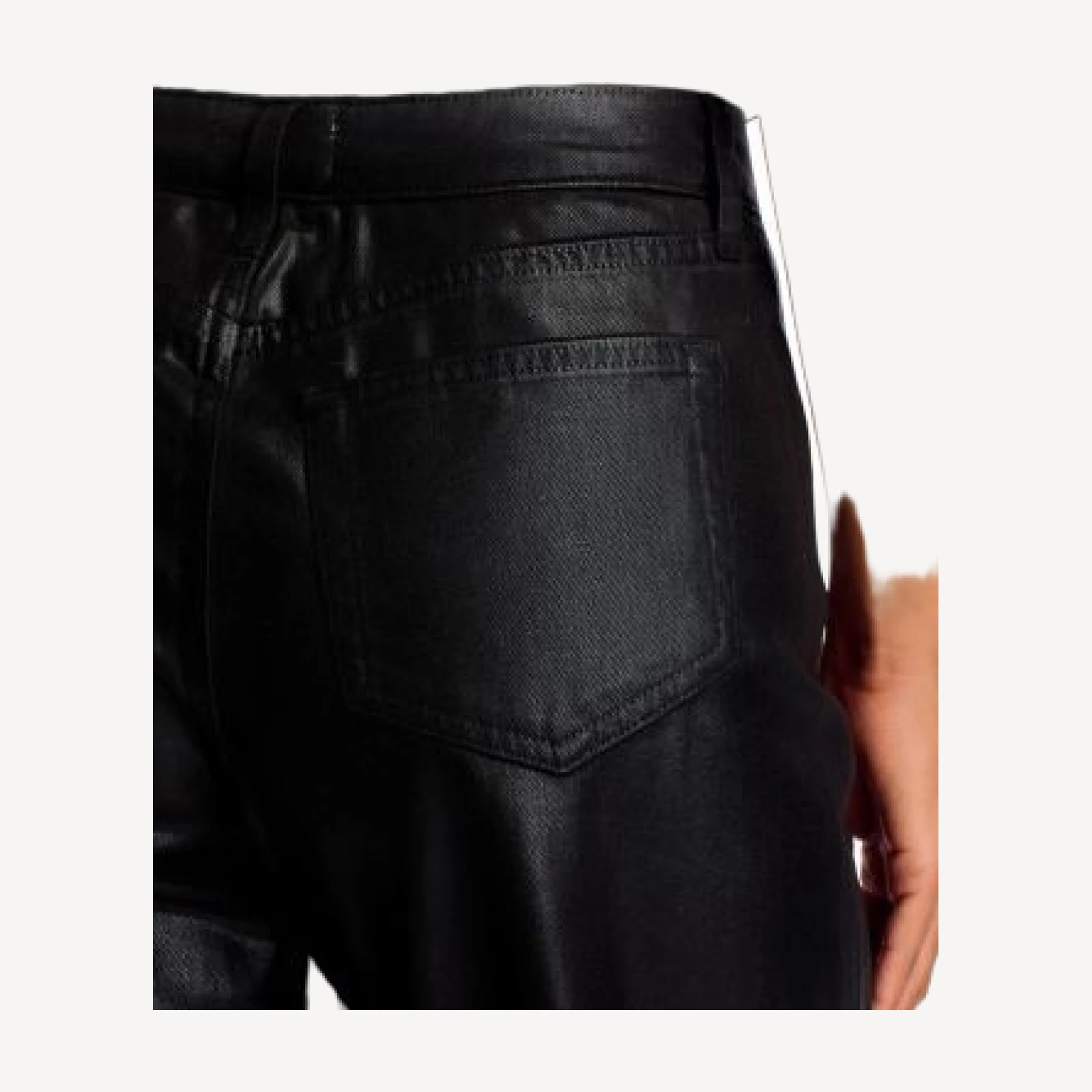 L'Agence Mallis Coated High Rise Cropped Barrel Leg Jeans in Noir Coated