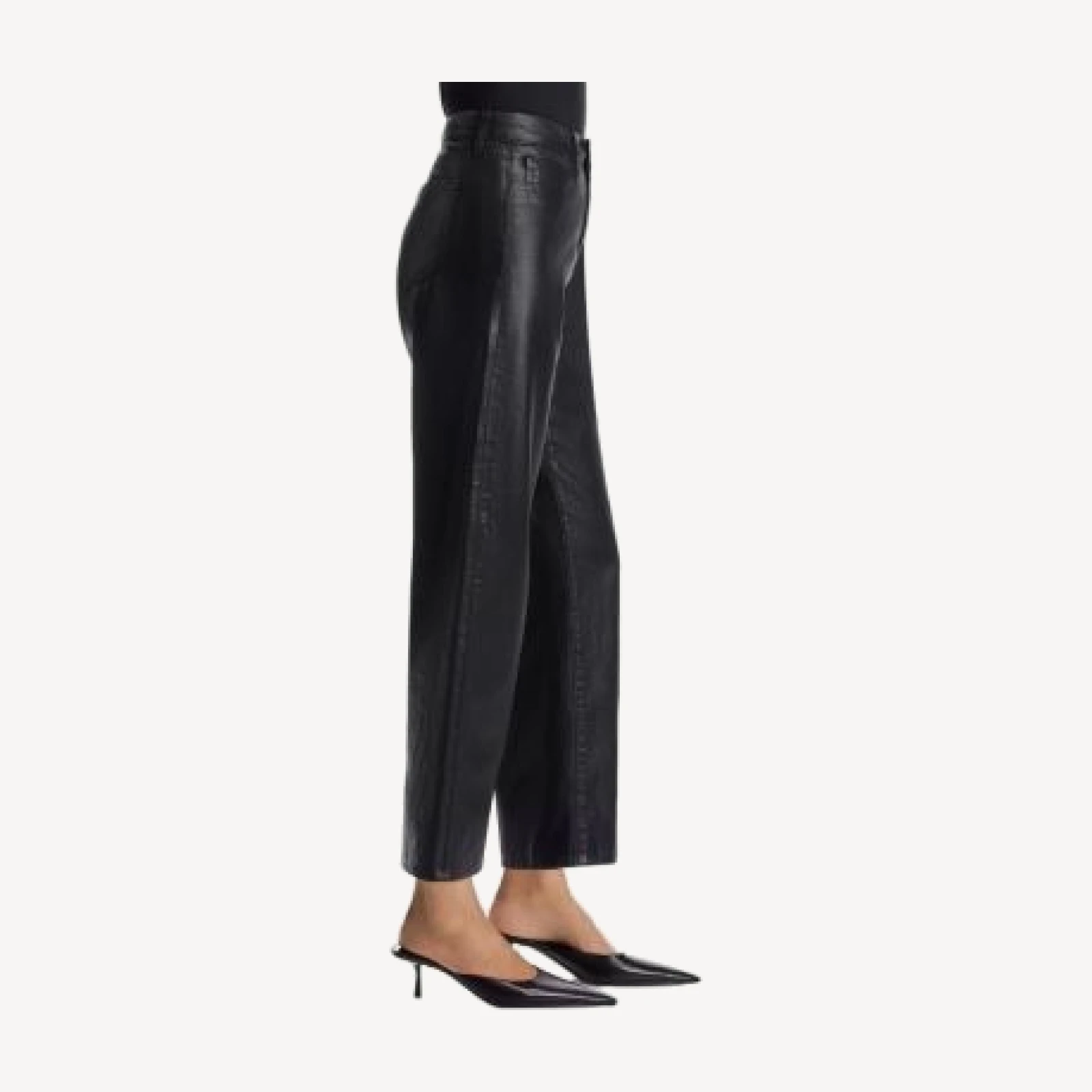 L'Agence Mallis Coated High Rise Cropped Barrel Leg Jeans in Noir Coated