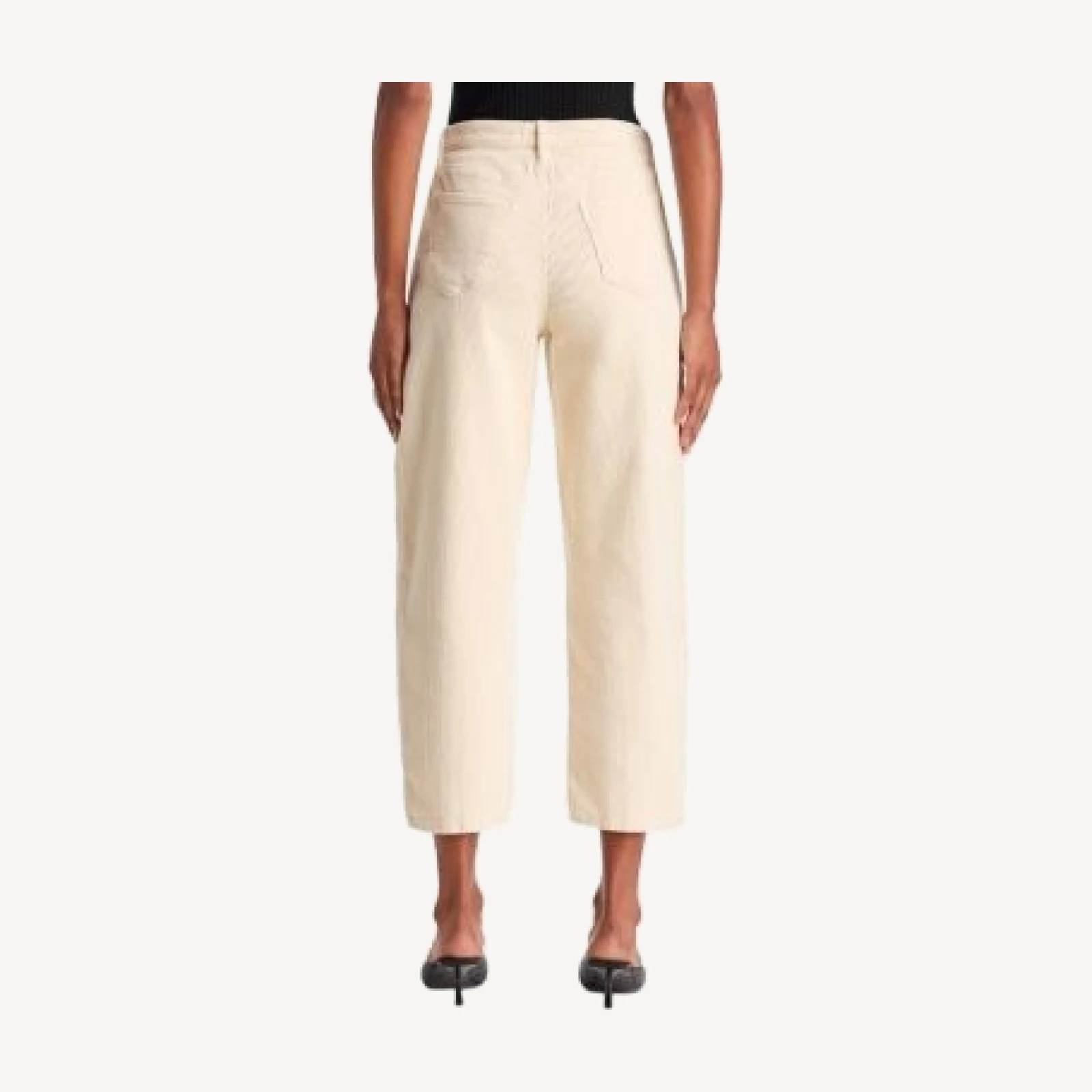 L'Agence Mallis Corduroy High Rise Cropped Barrel Leg Jeans in Pearl White