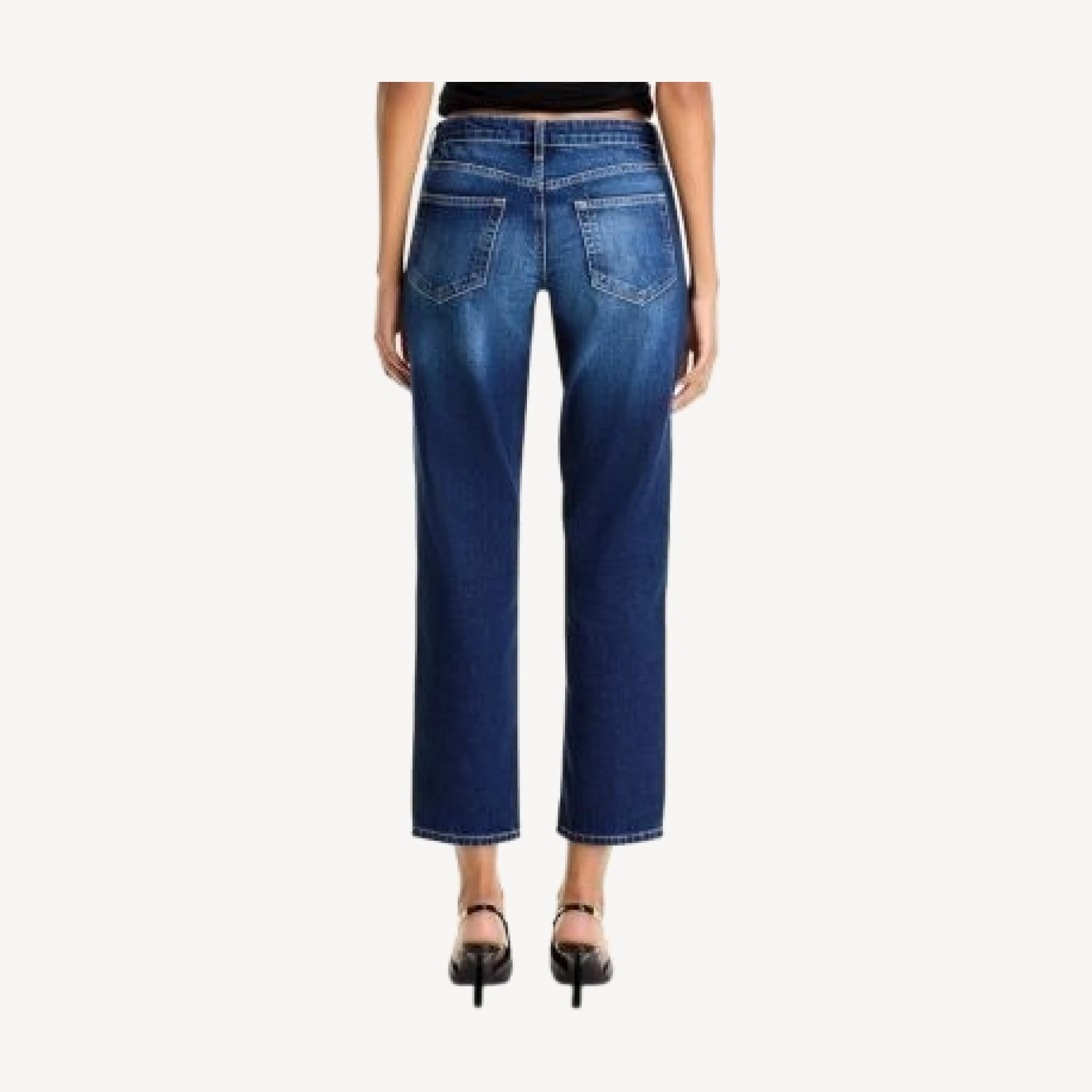 L'Agence Nevia Low Rise Cropped Slouch Straight Jeans in Royce Destruct