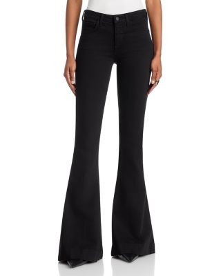 L'Agence Her Story Low Rise Martini Flare Jeans in Saturated Black