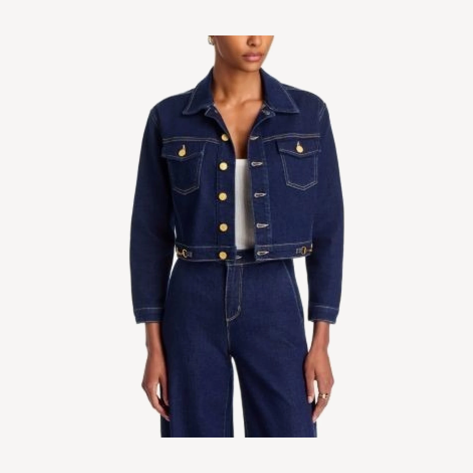 L'Agence Edin Horsebit Cropped Denim Jacket