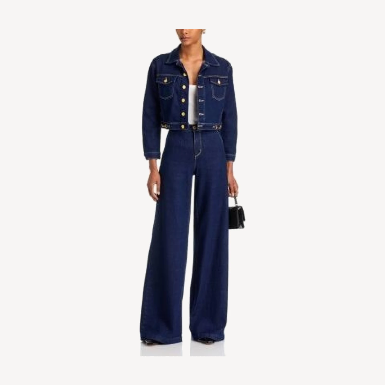 L'Agence Edin Horsebit Cropped Denim Jacket