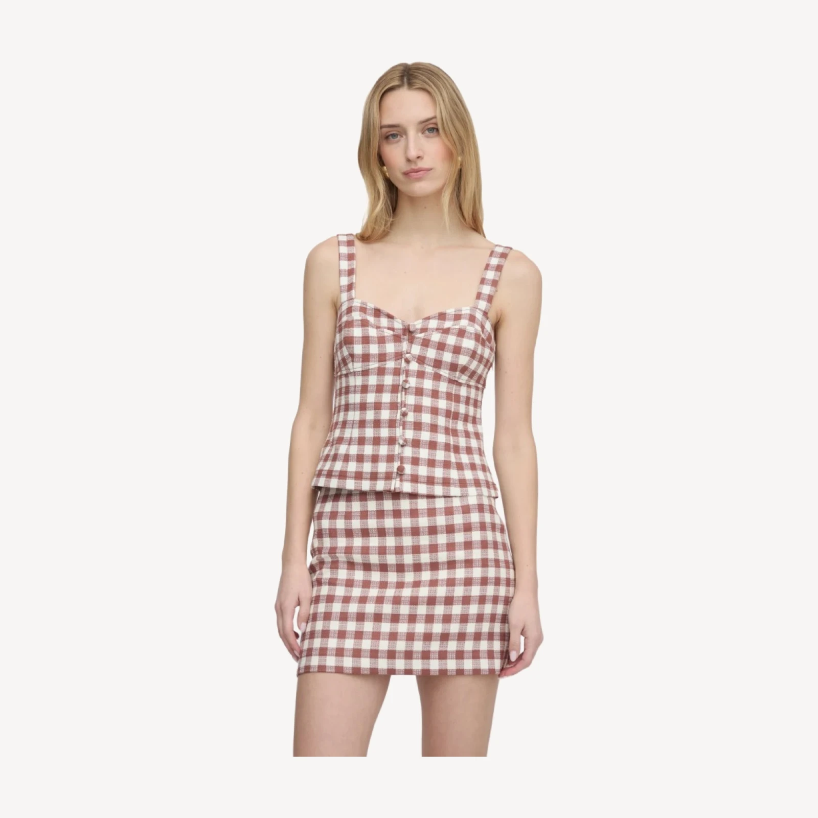 The Hallie Skirt - Cognac Gingham