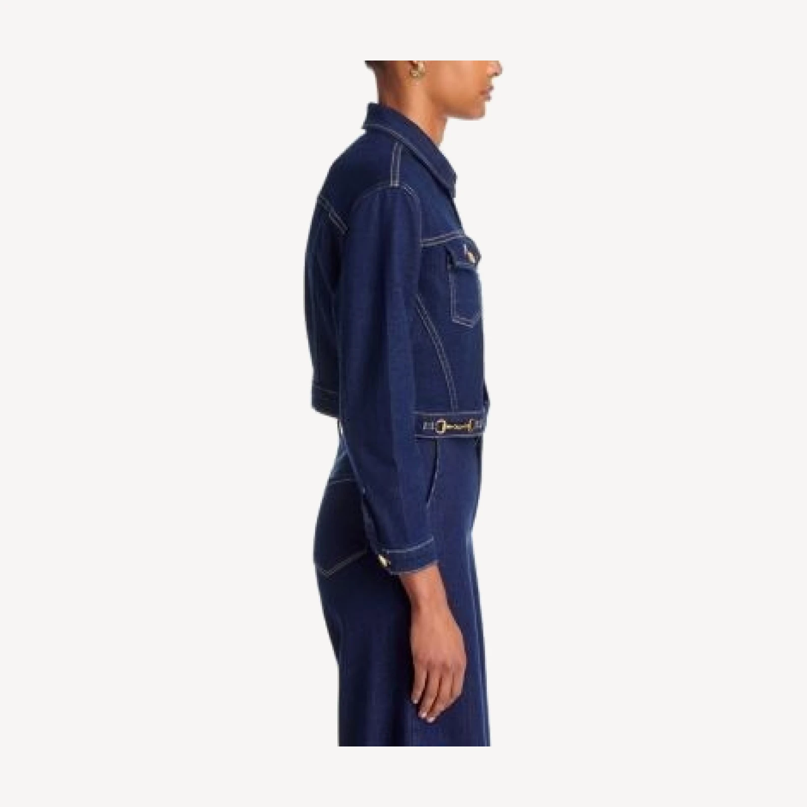 L'Agence Edin Horsebit Cropped Denim Jacket
