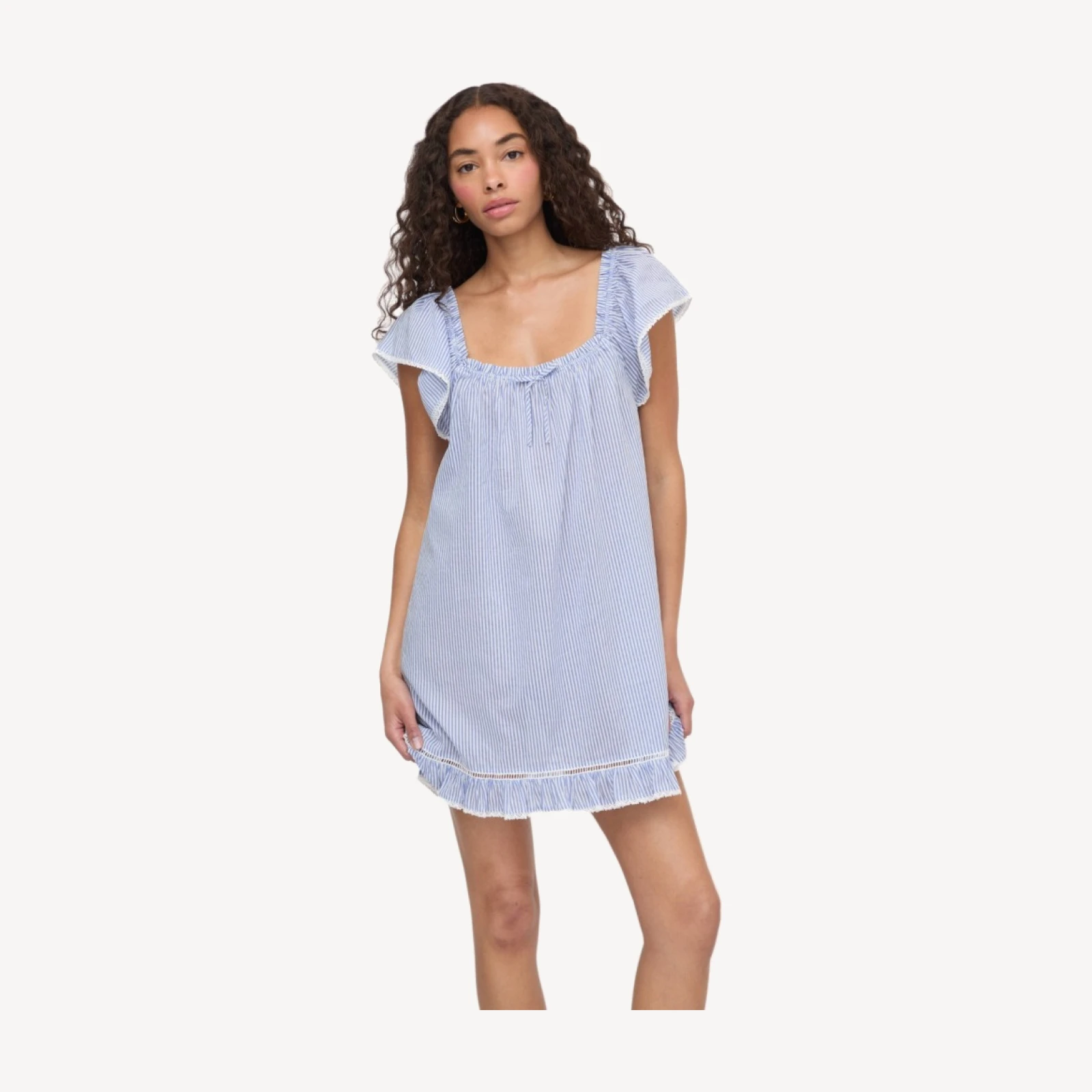 The Lucinda Nightgown - Blue/White Stripe