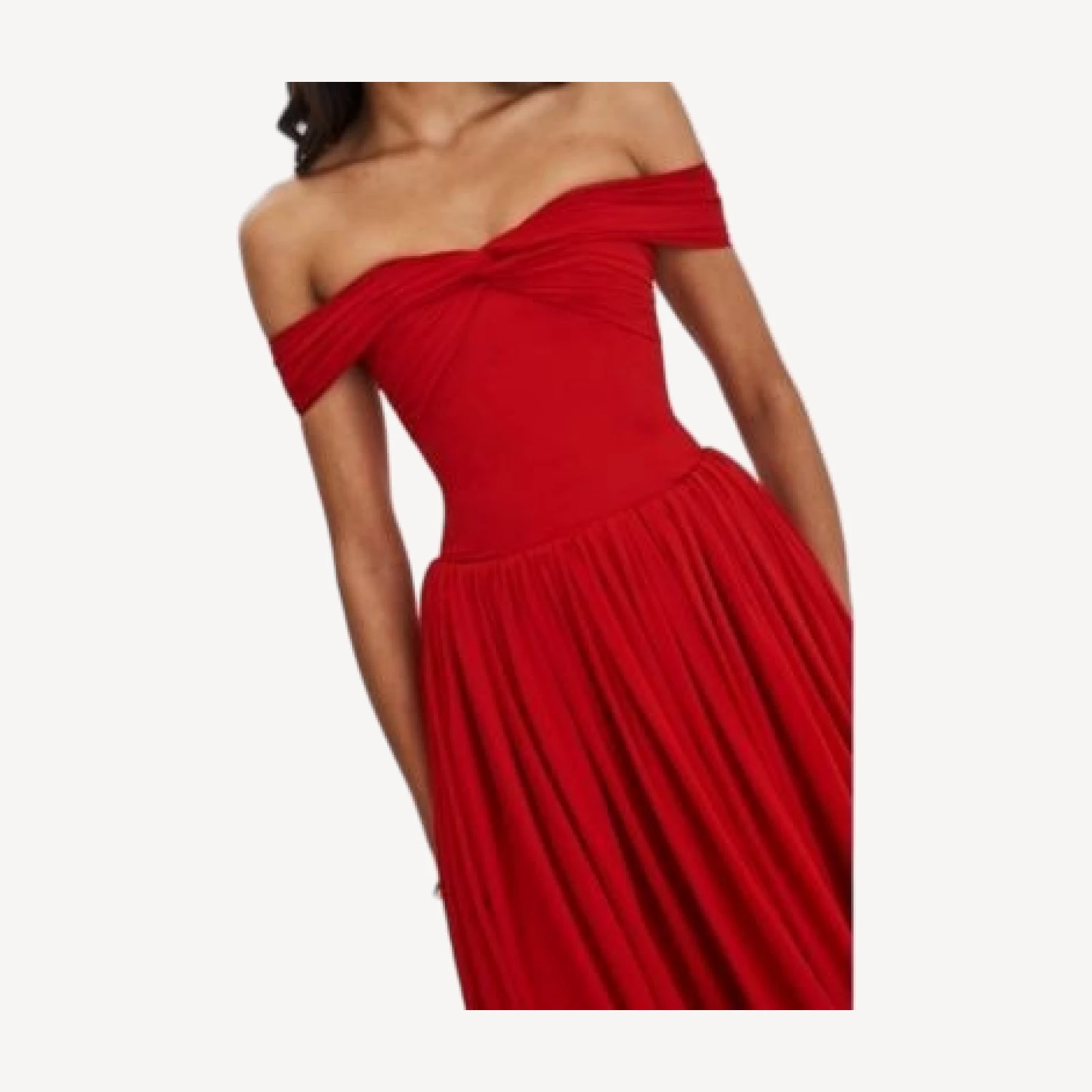 Miss Circle Tereza Georgette Bardot High-Slit Maxi Dress
