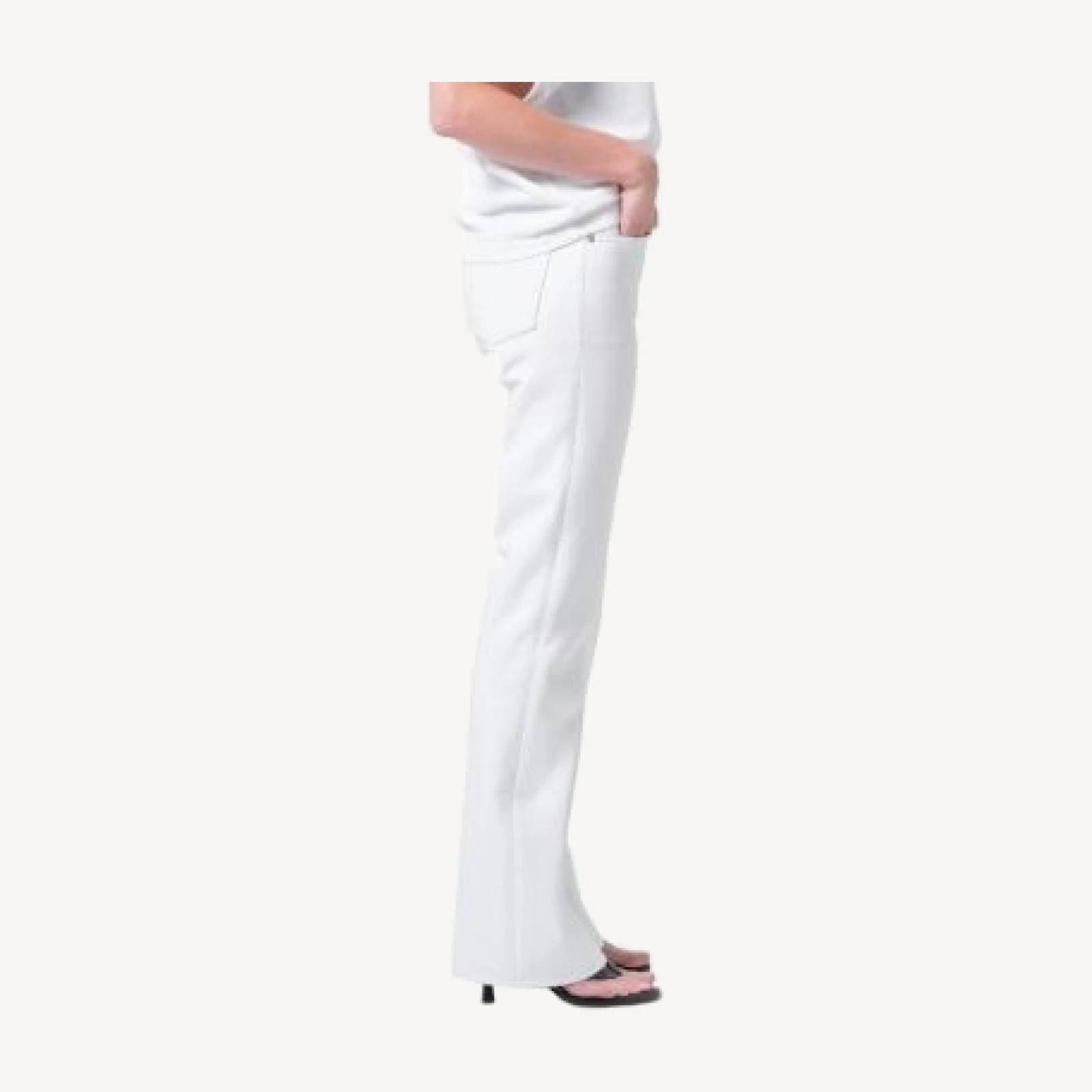 Agolde Mid Rise Leather Kick Bootcut Jeans in Collagen