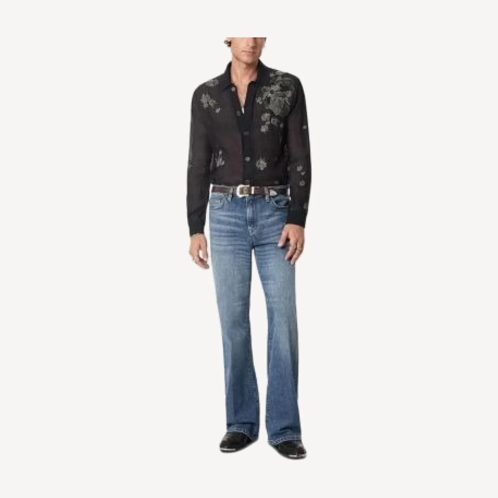 John Varvatos Arden Cotton & Silk Sheer Floral Shirt
