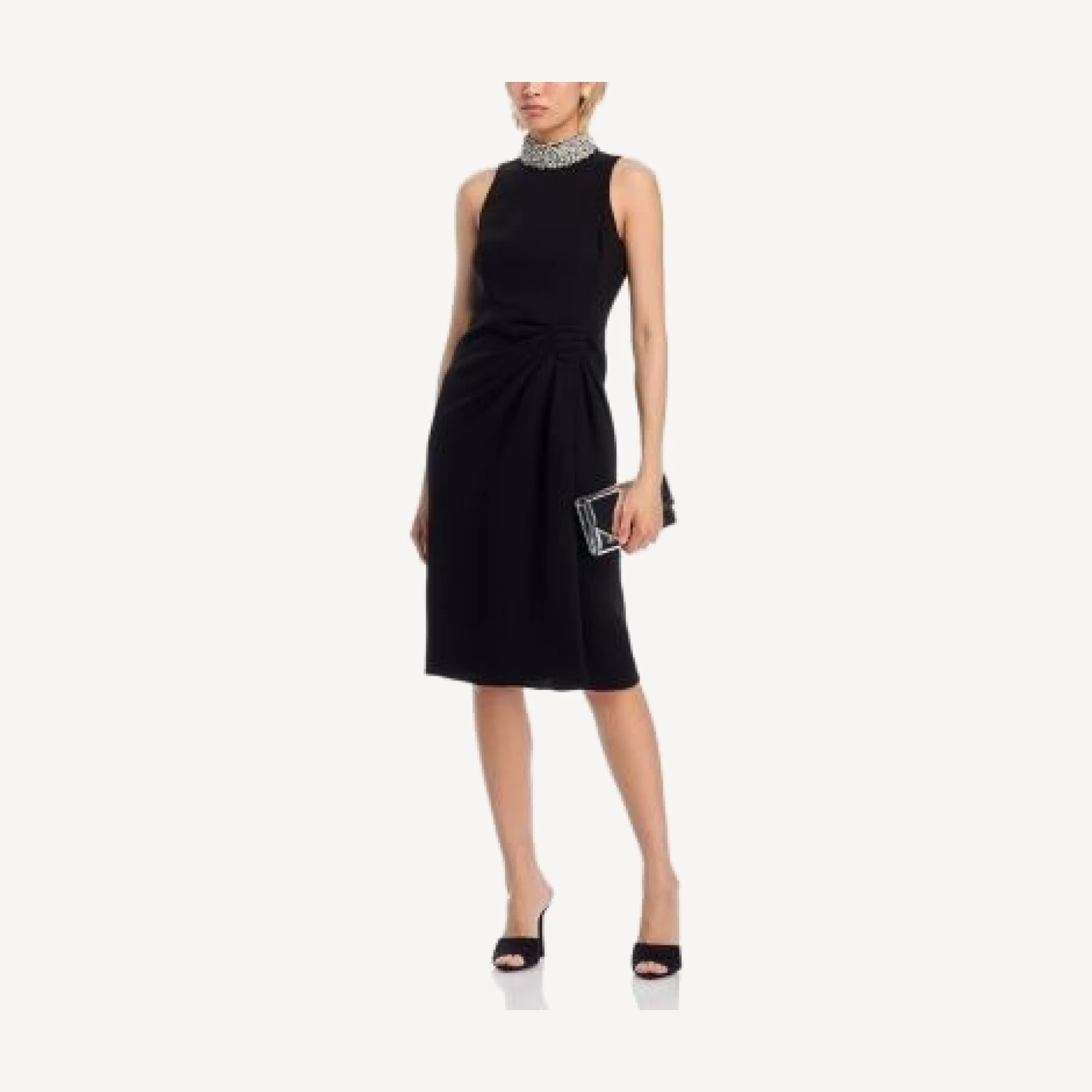 Teri Jon by Rickie Freeman Mock Neck Sarong Dress
