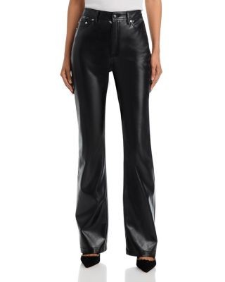 Cinq a Sept Stevie Faux Leather Mid Rise Bootcut Jeans in Black