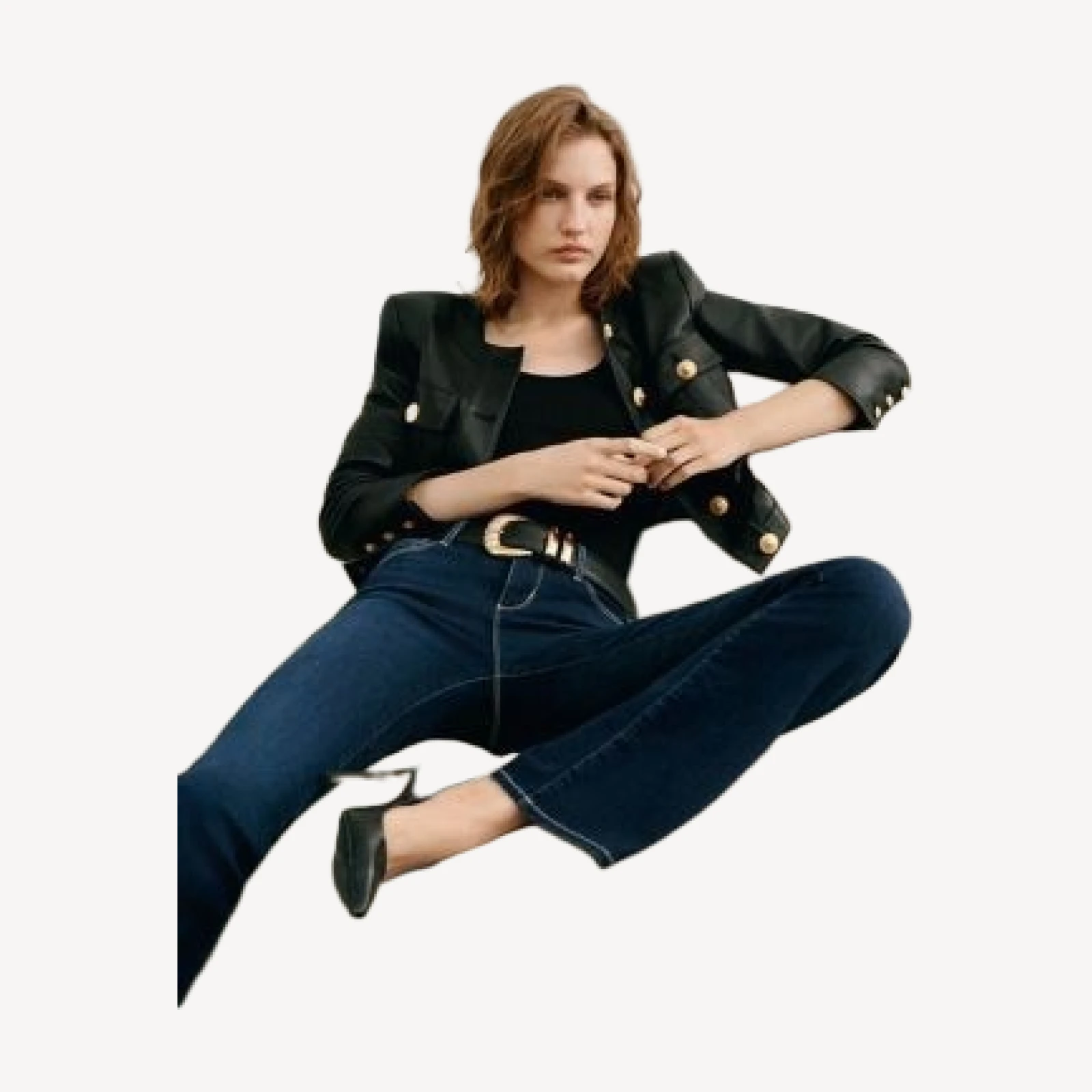 L'Agence Deidra Leather Collarless Jacket