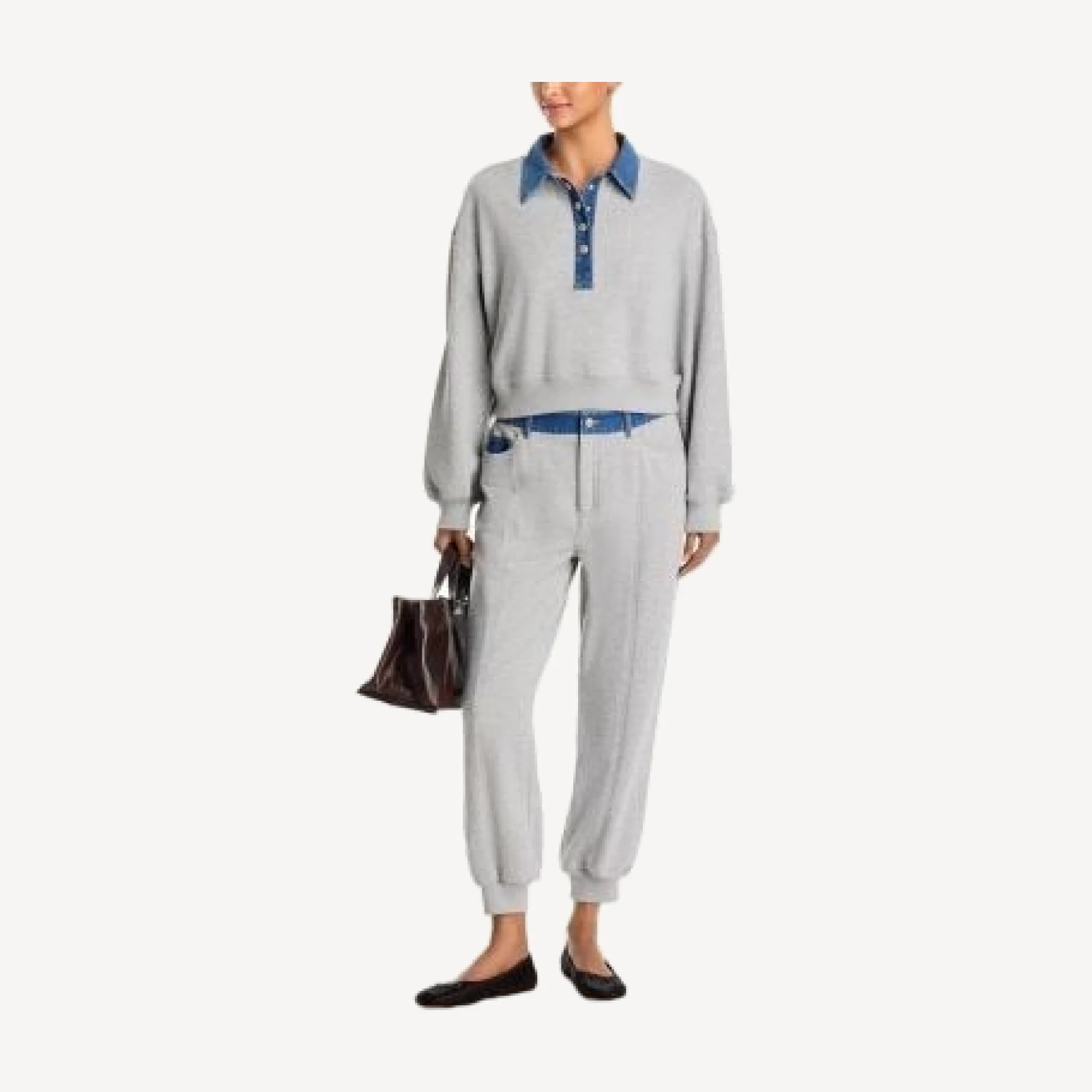 Cinq a Sept Corenna Denim Collar Pullover Sweatshirt