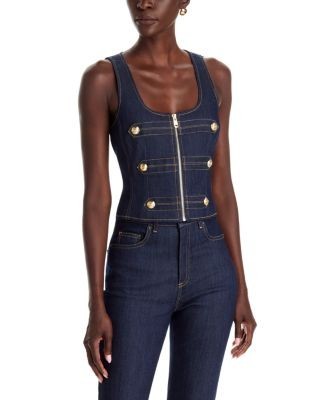 Cinq a Sept Abbot Scoop Neck Denim Top in Indigo