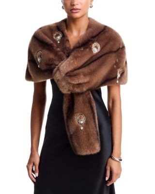 Cinq a Sept Pearl Drop Gianella Faux Fur Stole