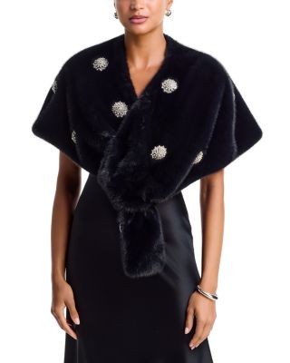Cinq a Sept Rhinestone Dahlia Gianella Faux Fur Stole