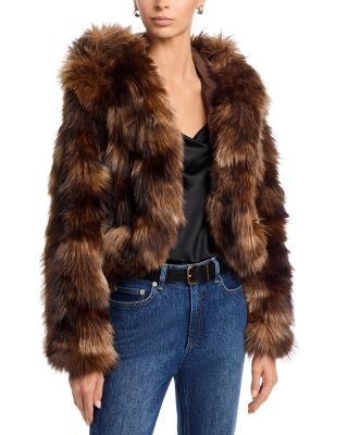 Cinq a Sept Sybella Patchwork Faux Fur Coat
