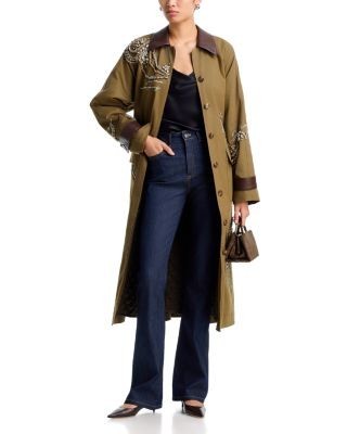 Cinq a Sept Almina Cotton Blend Embellished Coat