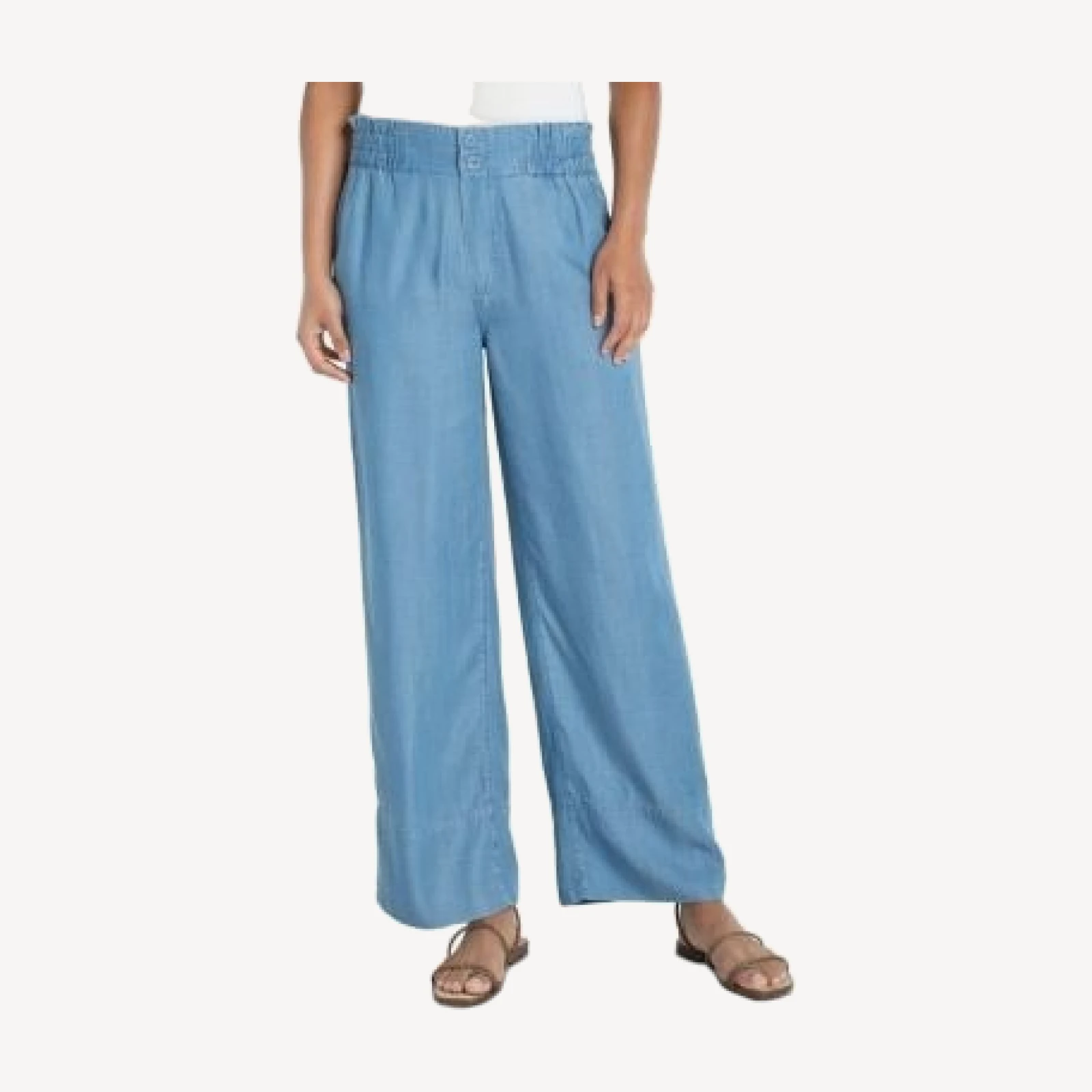 Liverpool Los Angeles Cinch Waist High Rise Pull On Jeans in Sunlit Blue