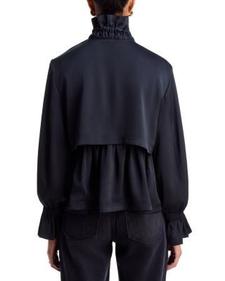 Cinq a Sept Azira Tie Neck Flared Cuff Jacket