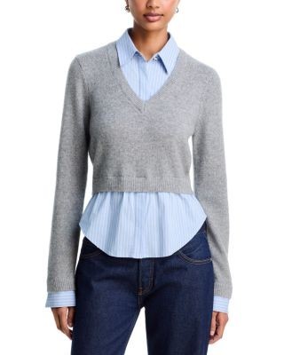 Cinq a Sept Renna Layered Cashmere V Neck Sweater